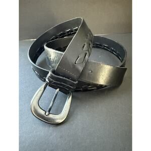 Handcrafted Mens Leather Belt Woven Braided Black Size 40 Artisan Casual Career